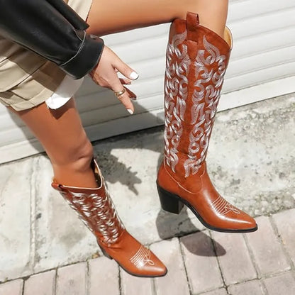 BETTY Cowgirl Boots - Resistant PU leather | Elegance & Stability - Yehaw