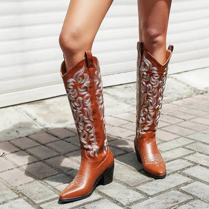 BETTY Cowgirl Boots - Resistant PU leather | Elegance & Stability - Yehaw