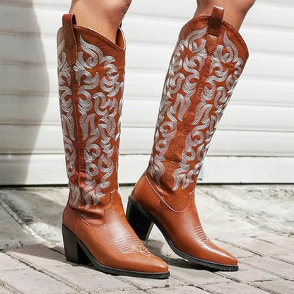 BETTY Cowgirl Boots - Resistant PU leather | Elegance & Stability - Yehaw