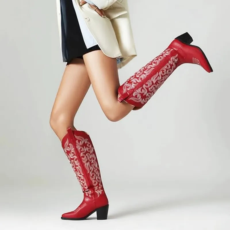BETTY Cowgirl Boots - Resistant PU leather | Elegance & Stability - Yehaw