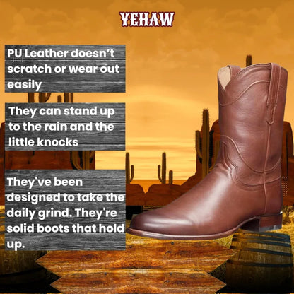 BILL Mens Cowboy Boots - Yehaw | Black & Brown