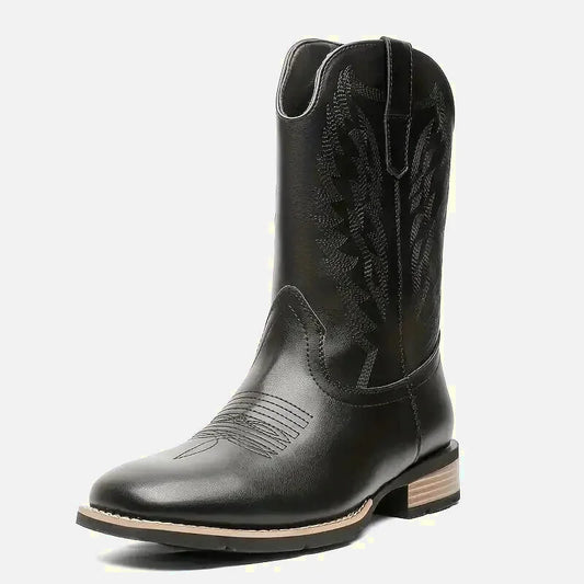 Chaussures santiags noires pour homme Yehaw Billy Santiag en cuir avec détails élégants, pointure 39.
