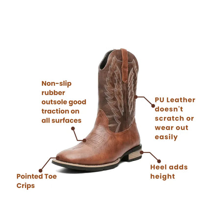 BOB Mens Cowboy Boots - PU Leather | Bold Design & Fit - Yehaw