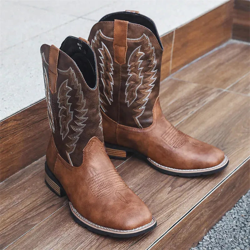 BOB Mens Cowboy Boots - PU Leather | Bold Design & Fit - Yehaw