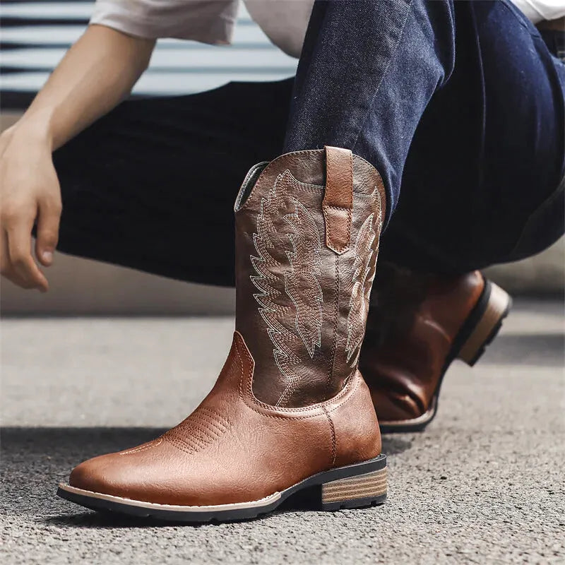 BOB Mens Cowboy Boots - PU Leather | Bold Design & Fit - Yehaw