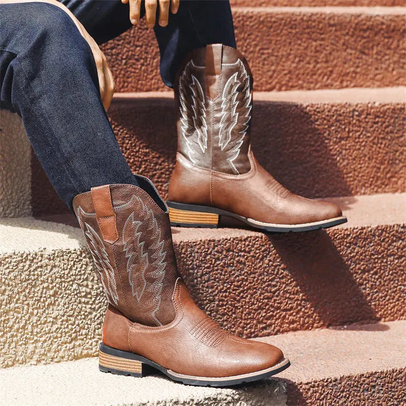BOB Mens Cowboy Boots - PU Leather | Bold Design & Fit - Yehaw