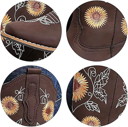 BROOK Cowgirl Boots - Resistant PU leather | Flower Pattern - Yehaw