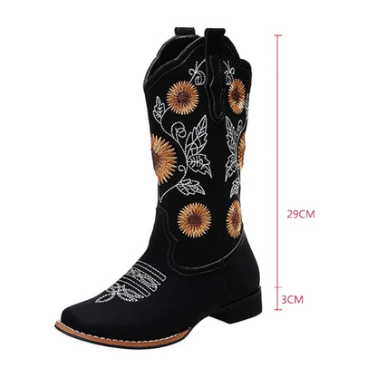 BROOK Cowgirl Boots - Resistant PU leather | Flower Pattern - Yehaw