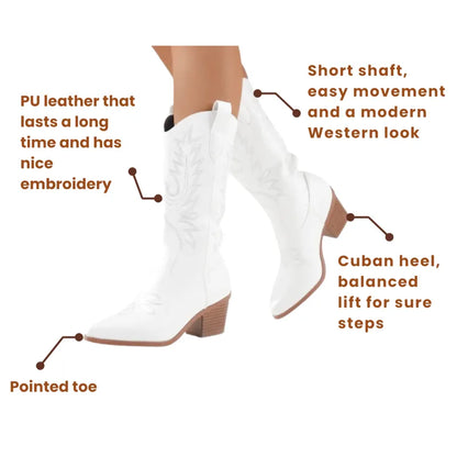 CALLIE Cowgirl Boots - Resistant PU leather | Elegance & Stability - Yehaw