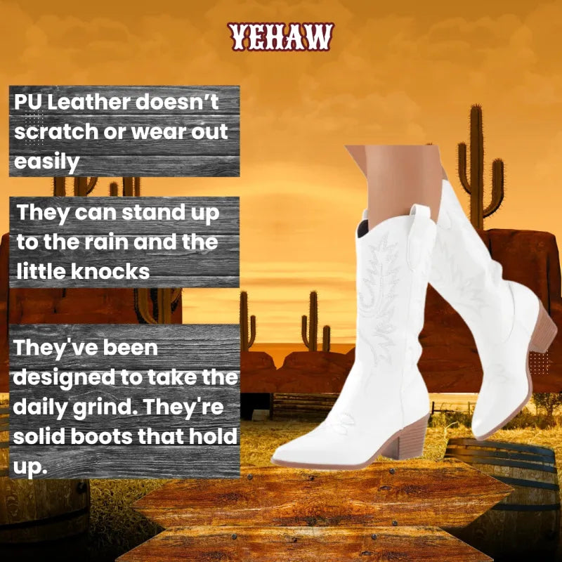 CALLIE Cowgirl Boots - Yehaw | Black & White