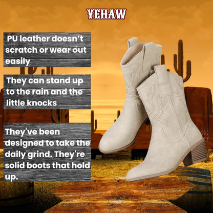 CASSIDY Beige Cowgirl Boots - Yehaw