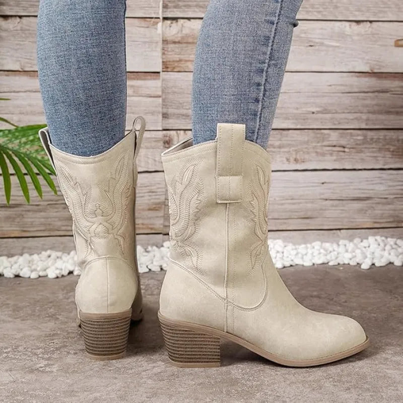 CASSIDY Cowgirl Boots - Resistant PU leather | Elegance & Stability - Yehaw