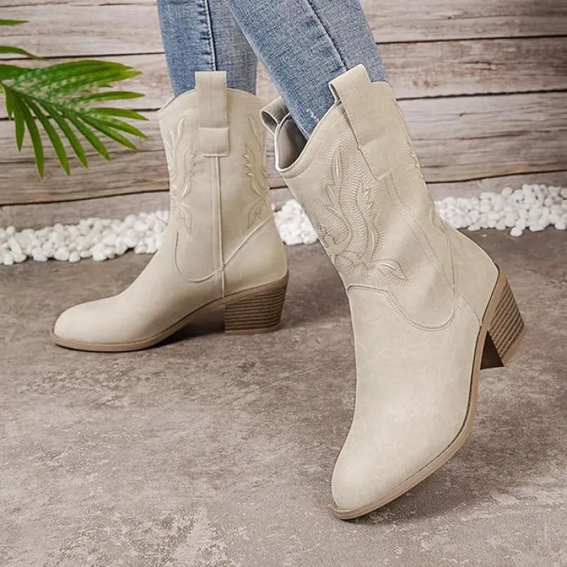 CASSIDY Cowgirl Boots - Resistant PU leather | Elegance & Stability - Yehaw