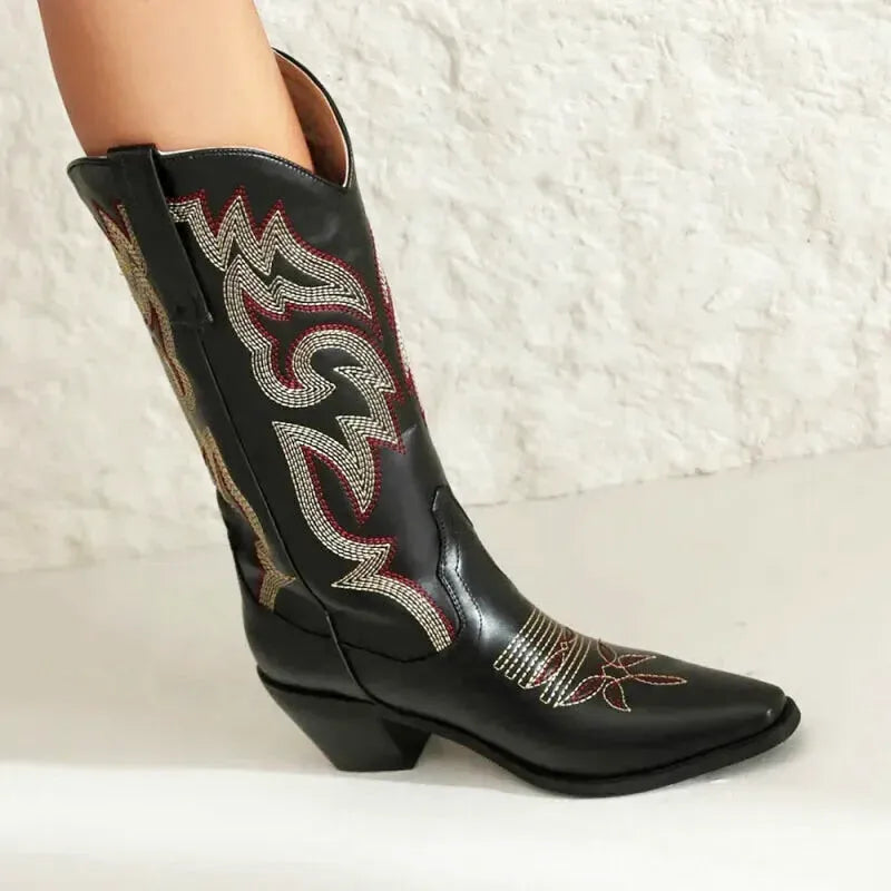 CECILIA Cowgirl Boots - Yehaw | Black - Yehaw