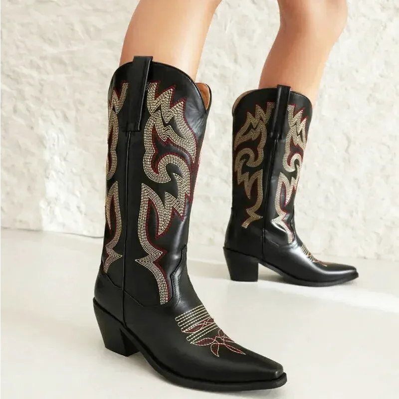 CECILIA Cowgirl Boots - Yehaw | Black - Yehaw