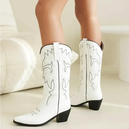 CECILIA Cowgirl Boots - Yehaw | White - Yehaw