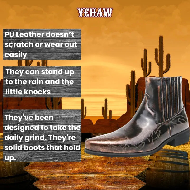 CHUCK Mens Cowboy Boots - Yehaw | Gold & Black