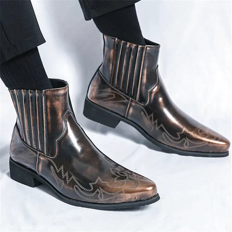 CHUCK Mens Cowboy Boots - Tough PU Leather | Timeless Style - Yehaw