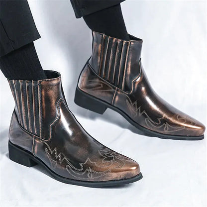 CHUCK Mens Cowboy Boots - Tough PU Leather | Timeless Style - Yehaw