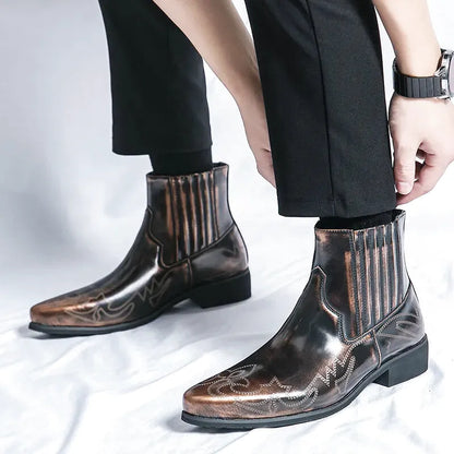 CHUCK Mens Cowboy Boots - Tough PU Leather | Timeless Style - Yehaw