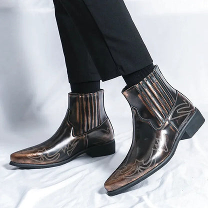 CHUCK Mens Cowboy Boots - Tough PU Leather | Timeless Style - Yehaw