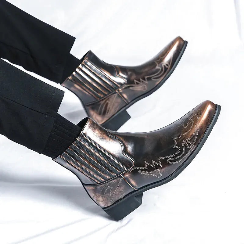 CHUCK Mens Cowboy Boots - Tough PU Leather | Timeless Style - Yehaw