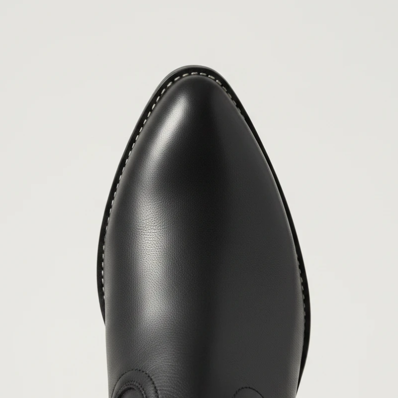 Yehaw CLARA mid-calf vegan leather cowgirl boots in black with beige and red butterfly embroidery and round toe
