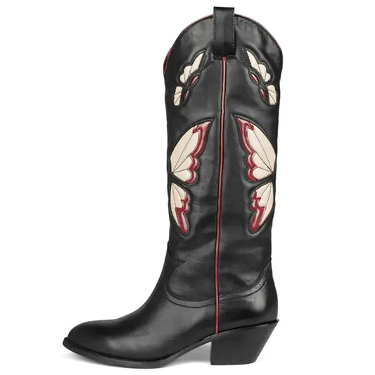 CLARA Cowgirl Boots - Yehaw | Black & Butterfly Beige - Yehaw 