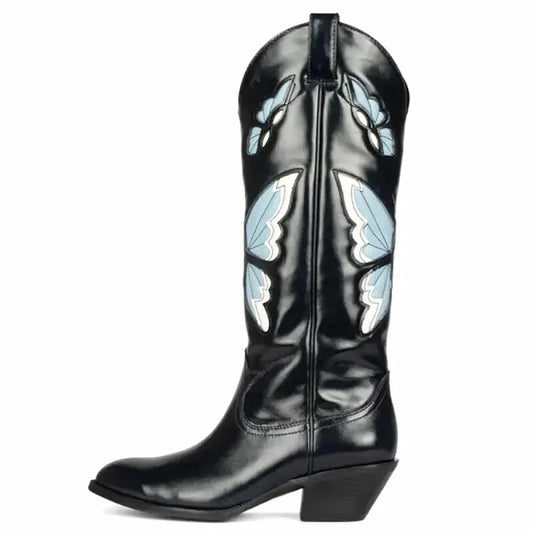 CLARA Cowgirl Boots - Yehaw | Black & Butterfly Blue - Yehaw