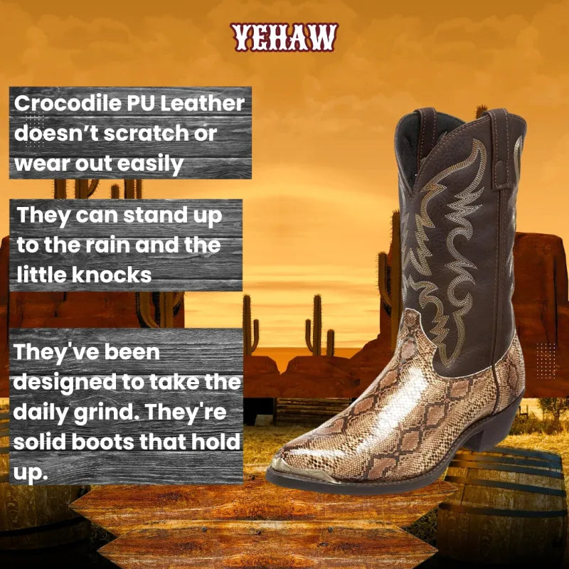 CLAY Mens Cowboy Boots - Yehaw | Black & Brown