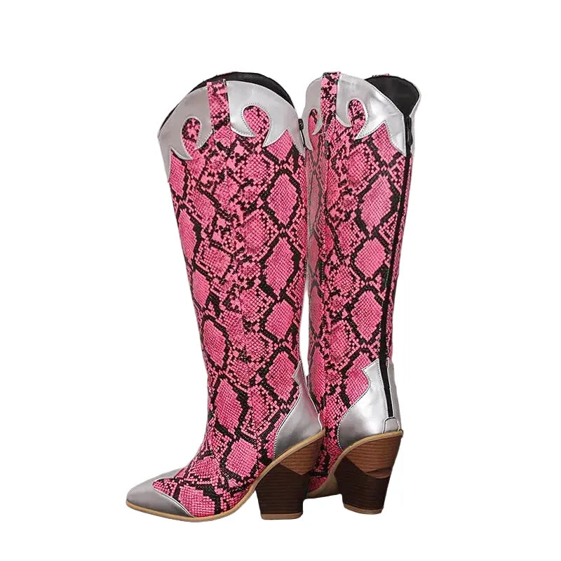 CLEMENTINE Cowgirl Boots - Yehaw | Pink & Silver - Yehaw
