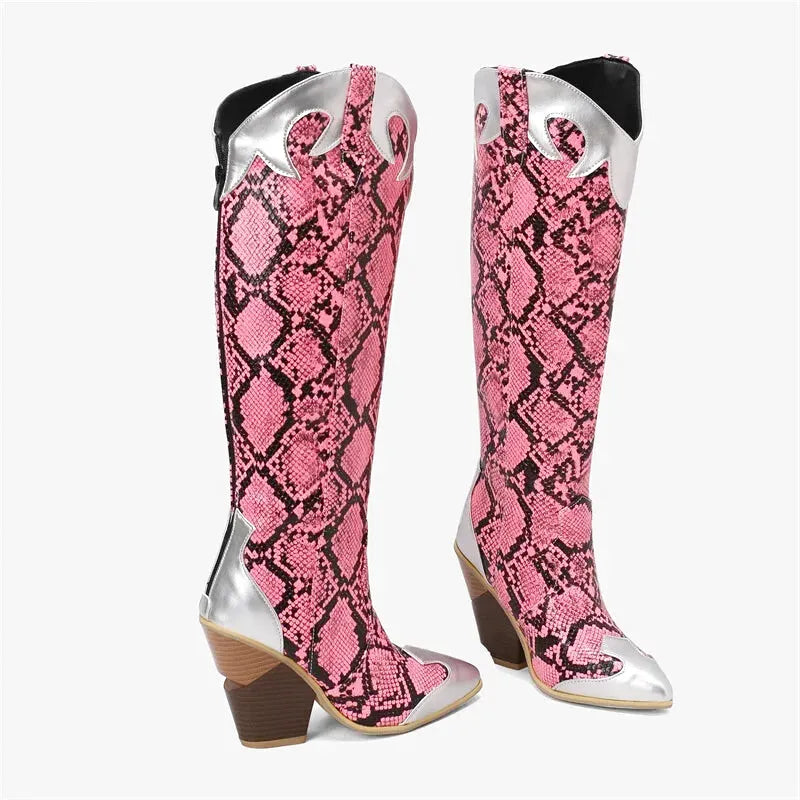 CLEMENTINE Cowgirl Boots - Yehaw | Pink & Silver - Yehaw