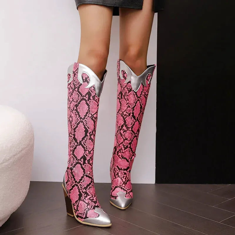 CLEMENTINE Cowgirl Boots - Yehaw | Pink & Silver - Yehaw