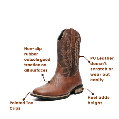 BOB Mens Cowboy Boots - PU Leather | Bold Design & Fit