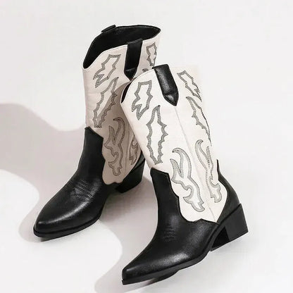 DANIELA Cowgirl Boots - Yehaw | Black & White - Yehaw