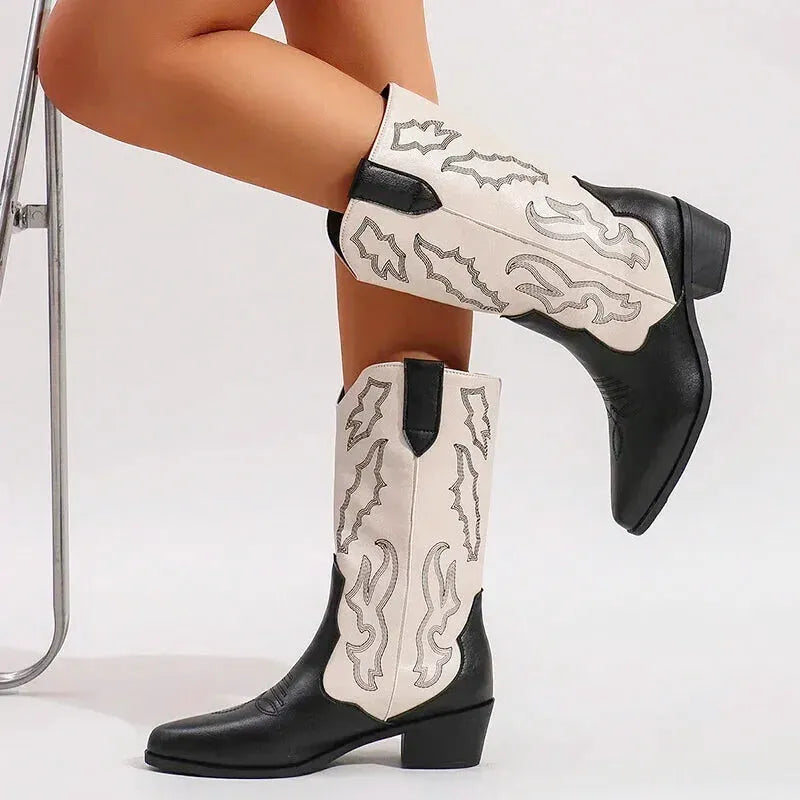 DANIELA Cowgirl Boots - Yehaw | Black & White - Yehaw