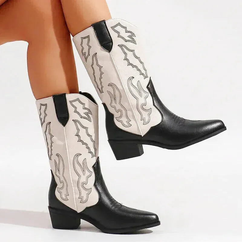 DANIELA Cowgirl Boots - Yehaw | Black & White - Yehaw