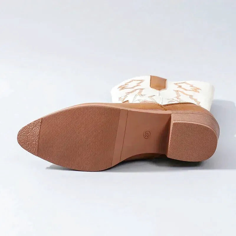 DANIELA Cowgirl Boots - Yehaw | Brown & White - Yehaw