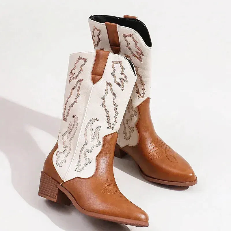 DANIELA Cowgirl Boots - Yehaw | Brown & White - Yehaw