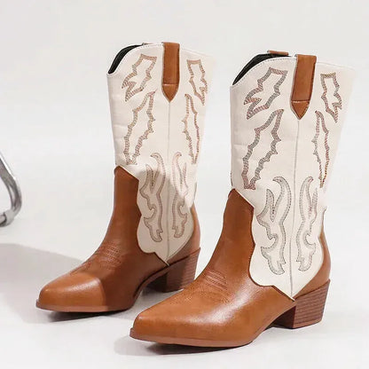 DANIELA Cowgirl Boots - Yehaw | Brown & White - Yehaw