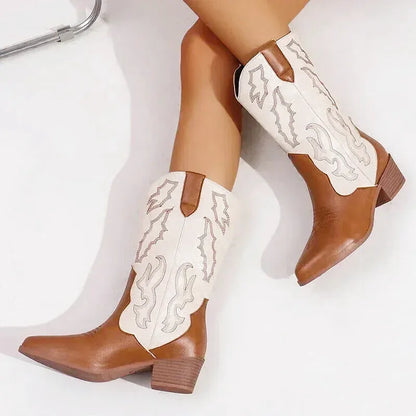 DANIELA Cowgirl Boots - Yehaw | Brown & White - Yehaw