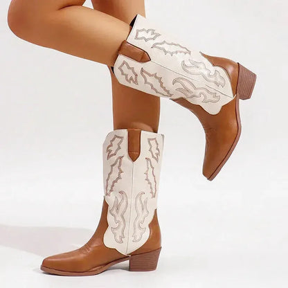 DANIELA Cowgirl Boots - Yehaw | Brown & White - Yehaw
