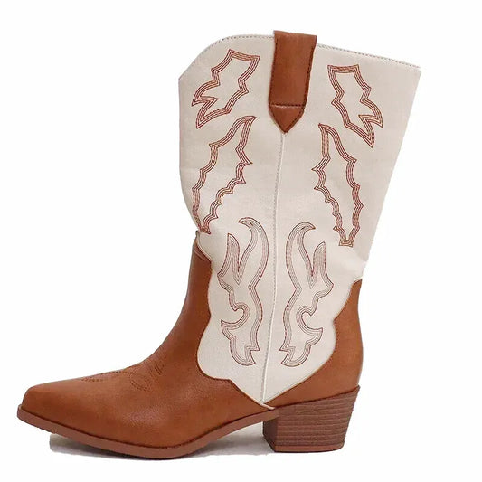 DANIELA Cowgirl Boots - Yehaw | Brown & White - Yehaw