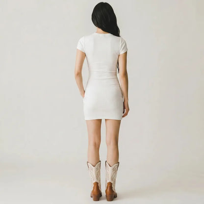 Yehaw DANIELA brown & white vegan leather mid-calf cowgirl boots with pointed toe and medium heel.
