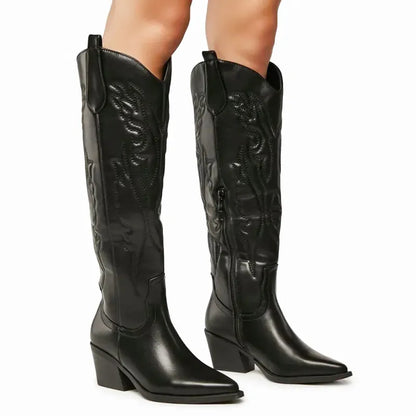 DELANEY Cowgirl Boots - Resistant PU leather | Elegance & Stability - Yehaw