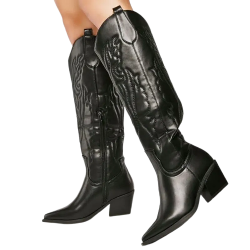 DELANEY Cowgirl Boots - Resistant PU leather | Elegance & Stability - Yehaw