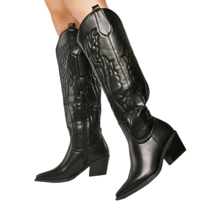 DELANEY Cowgirl Boots - Resistant PU leather | Elegance & Stability - Yehaw