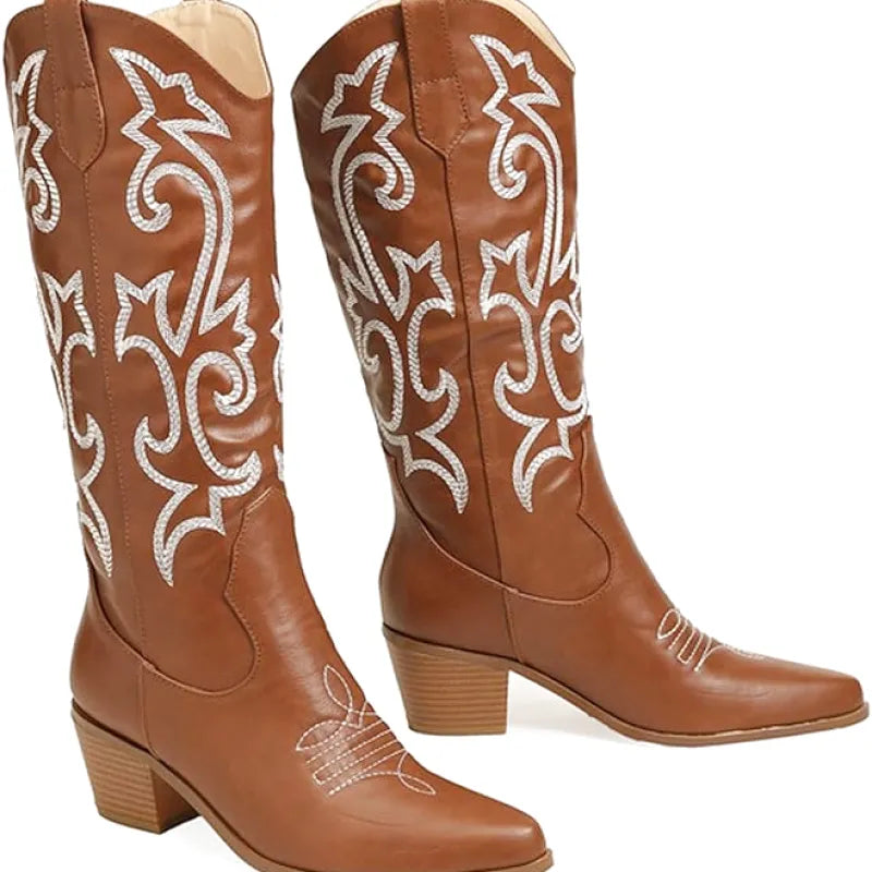 DIXIE Cowgirl Boots - Resistant PU leather | Elegance & Stability - Yehaw