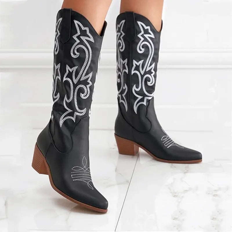 DIXIE Cowgirl Boots - Resistant PU leather | Elegance & Stability - Yehaw