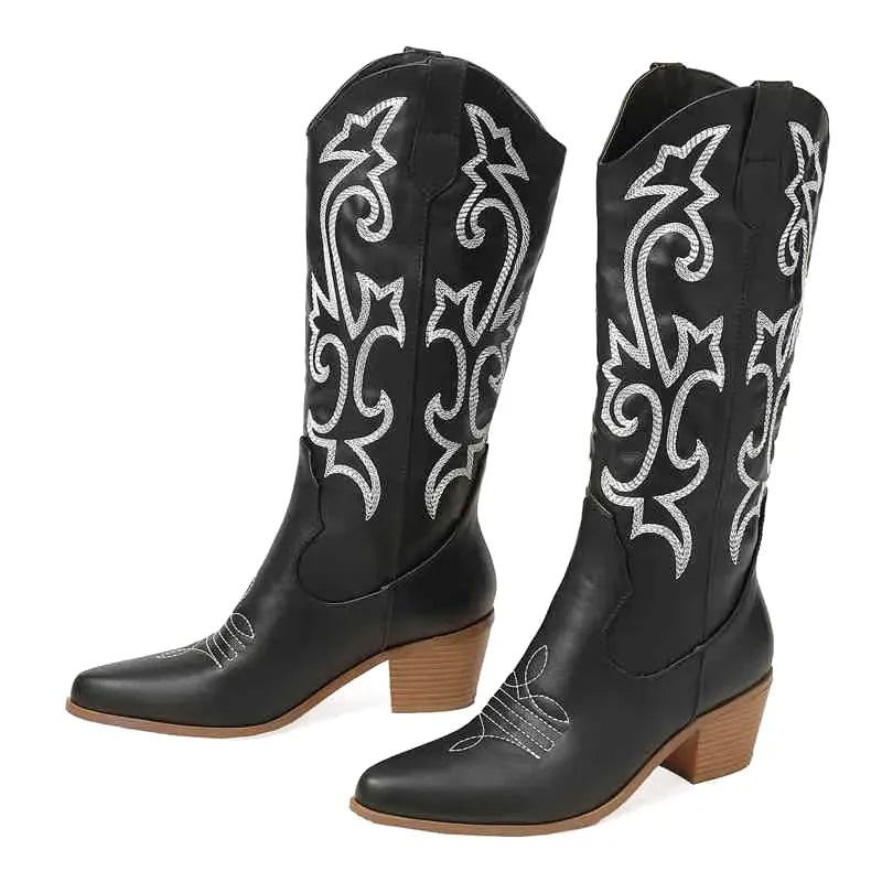 DIXIE Cowgirl Boots - Resistant PU leather | Elegance & Stability - Yehaw